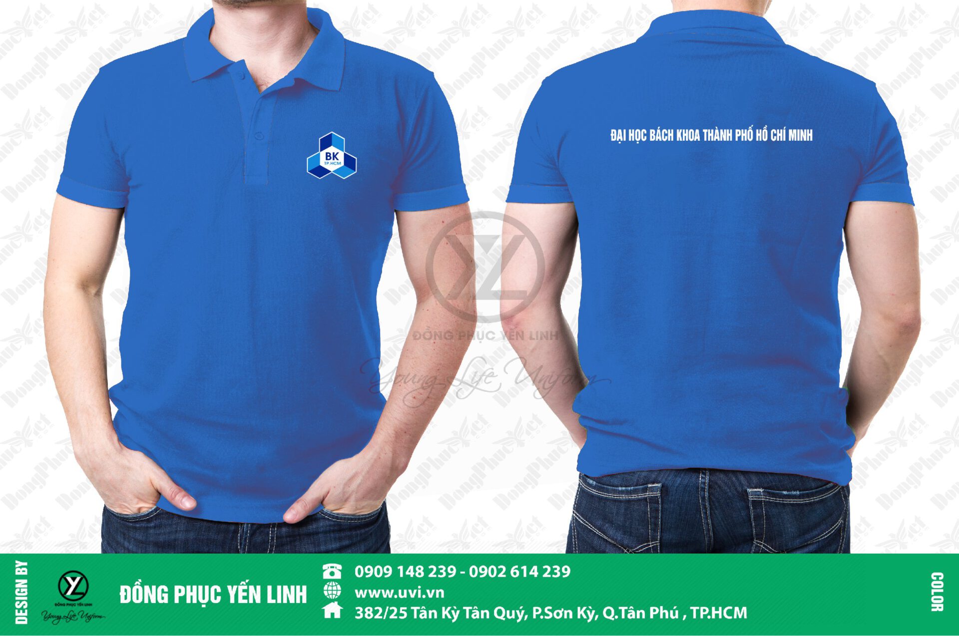 áo thun đồng phục Bách Khoa TPHCM màu xanh bích