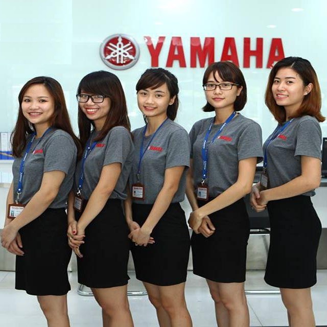 áo thun cổ tròn in logo yamaha màu xám 