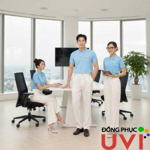 Đặt May Áo thun đồng phục công ty màu xanh biển